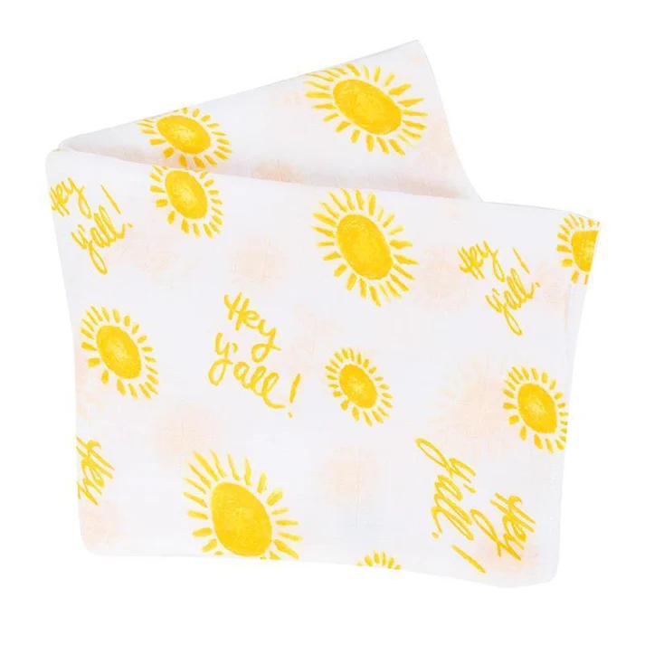 Little Hometown Hey Y'all Gift Bundle: Bamboo Muslin Swaddle Blanket and Bib