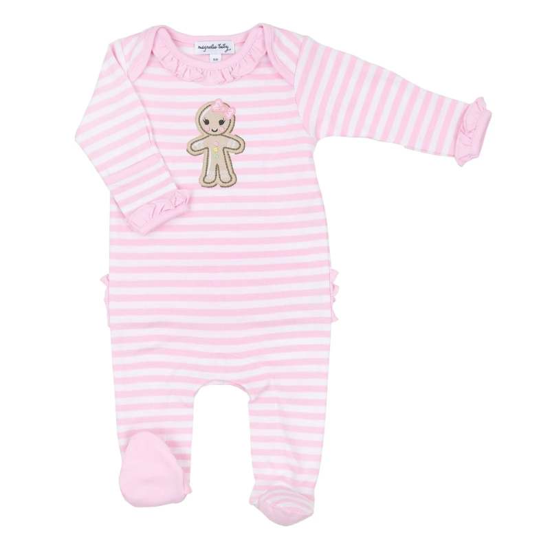 Magnolia Baby Gingerbread Land Ruffle Lap Footie - Pink