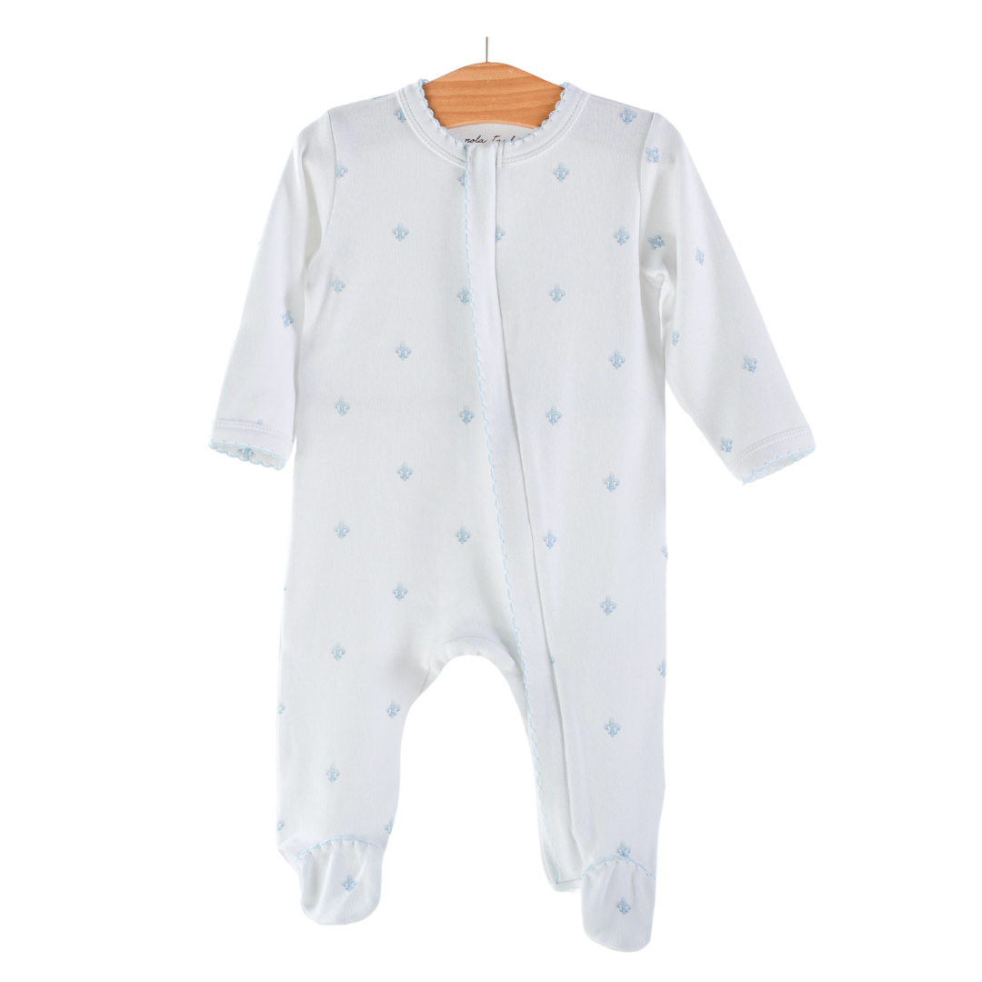 Nola Tawk Baby Basics: Blue Fleur de Lis Organic Cotton Pajamas