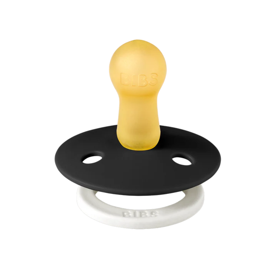 BIBS BIBS Natural Rubber Round Pacifier 2-pack | Black GLOW | Black GLOW