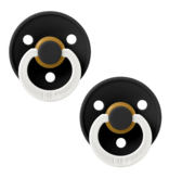 BIBS BIBS Natural Rubber Round Pacifier 2-pack | Black GLOW | Black GLOW