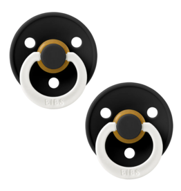 BIBS BIBS Natural Rubber Round Pacifier 2-pack | Black GLOW | Black GLOW