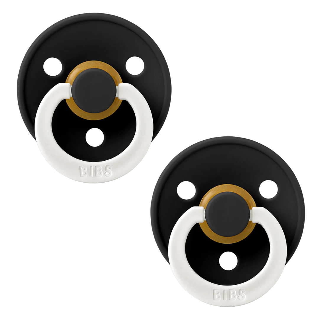 BIBS BIBS Natural Rubber Round Pacifier 2-pack | Black GLOW | Black GLOW