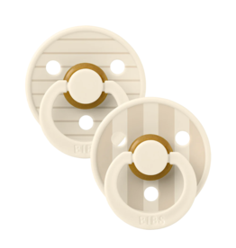 BIBS BIBS Studio Color Round Natural Rubber Pacifier (2 Pack) | Pinstripe | Ivory Vanilla Mix