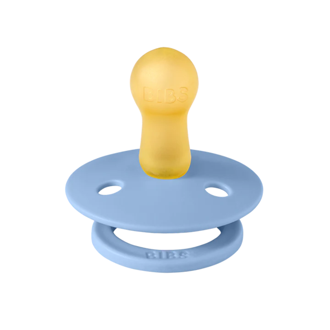 BIBS BIBS Studio Color Round Natural Rubber Pacifier (2 Pack) | Pinstripe | Sky Blue Mix