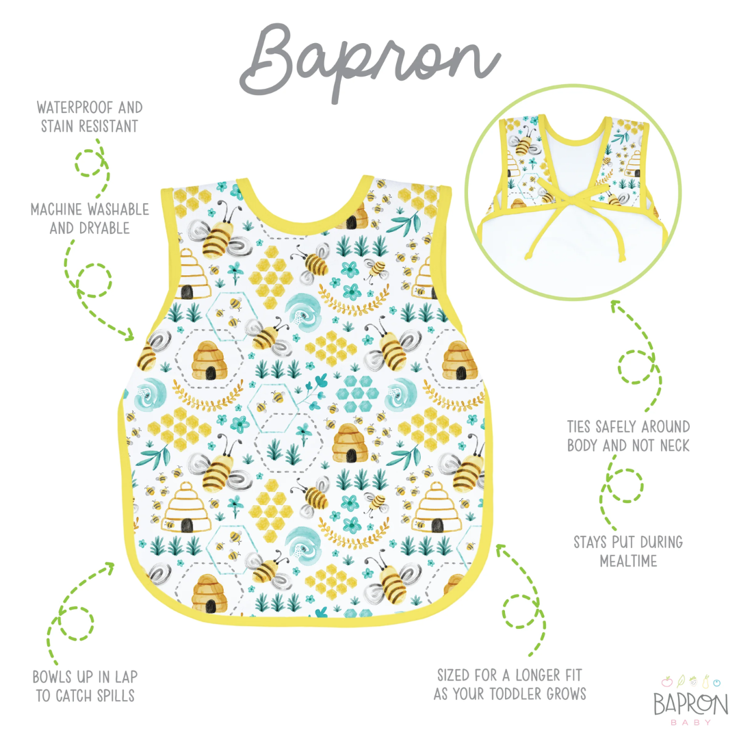 BapronBaby Bapron Bib Apron | Toddler (6m-3T) Busy Bees