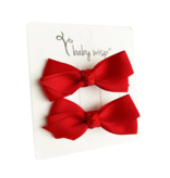 Baby Wisp Aiyanna Ribbon 2 Bow Set Knotted Center with Alligator Clips | Red