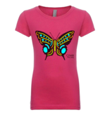 Chalk Me Up Youth Raspberry Butterfly Color Your Own Chalkboard T Shirt | with 6 Pack Chalk