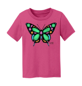 Chalk Me Up Toddler Pink Butterfly Color Your Own Chalkboard T Shirt | with 6 Pack Chalk