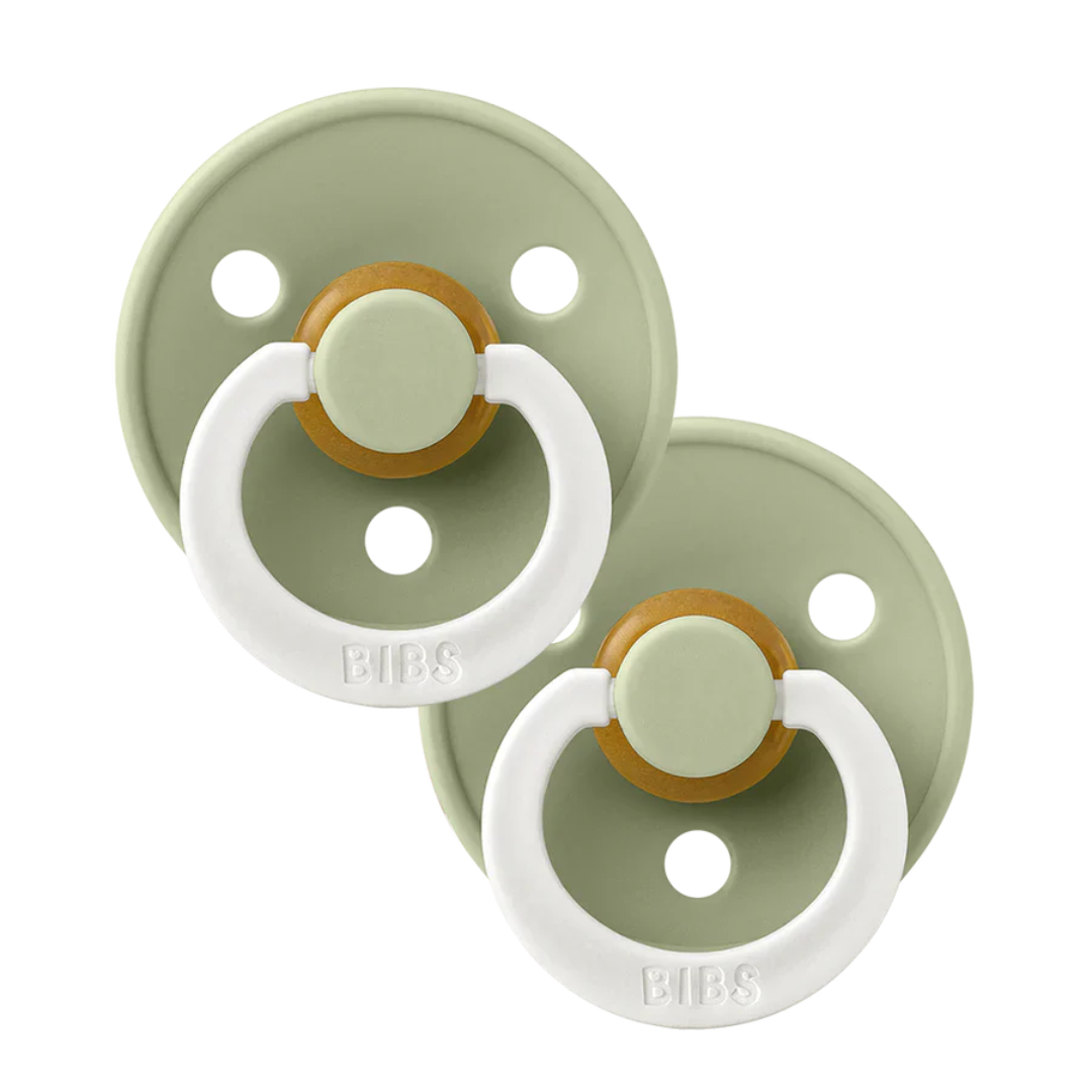 BIBS BIBS Natural Rubber Round Pacifier 2-pack | Sage GLOW | Sage GLOW