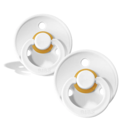 BIBS BIBS Original Natural Rubber Round Pacifier (2 Pack) | White | White