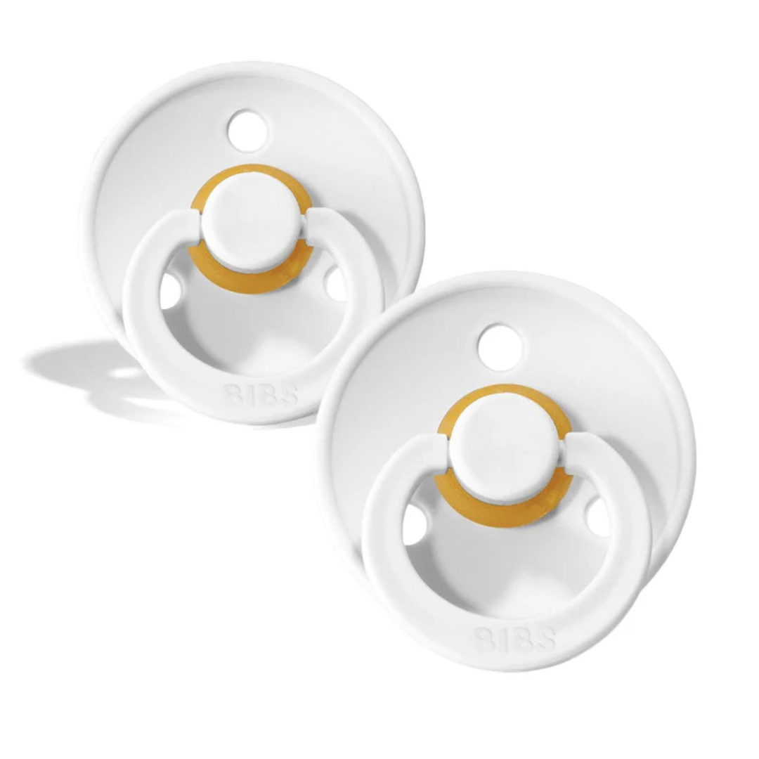 BIBS BIBS Original Natural Rubber Round Pacifier (2 Pack) | White | White