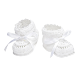 Elegant Baby Christening Hand Crocheted Baby Booties | White