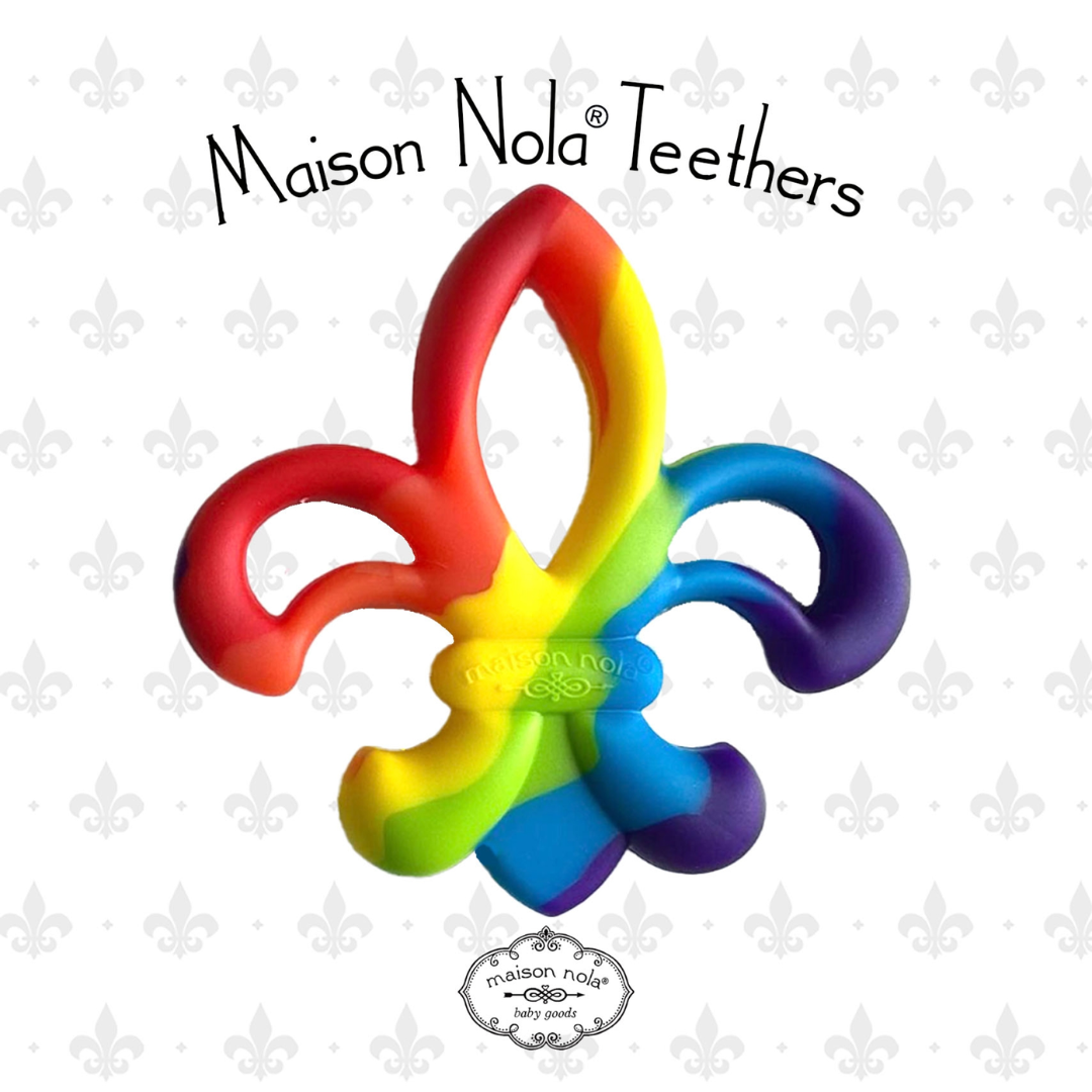 Maison Nola Rainbow Fleur de Lis Silicone Teether