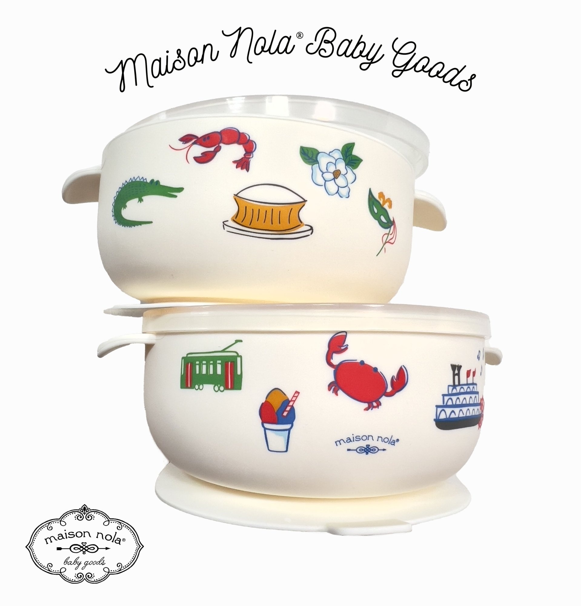 Maison Nola NOLA Foodie Deluxe Gift Bundle| Silicone Sippy Cup | Suction Bowl | Bucket Bib
