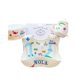 Maison Nola NOLA Foodie Deluxe Gift Bundle| Silicone Sippy Cup | Suction Bowl | Bucket Bib