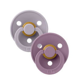 BIBS BIBS Original Natural Rubber Round Pacifier (2 Pack) | Fossil Grey | Mauve