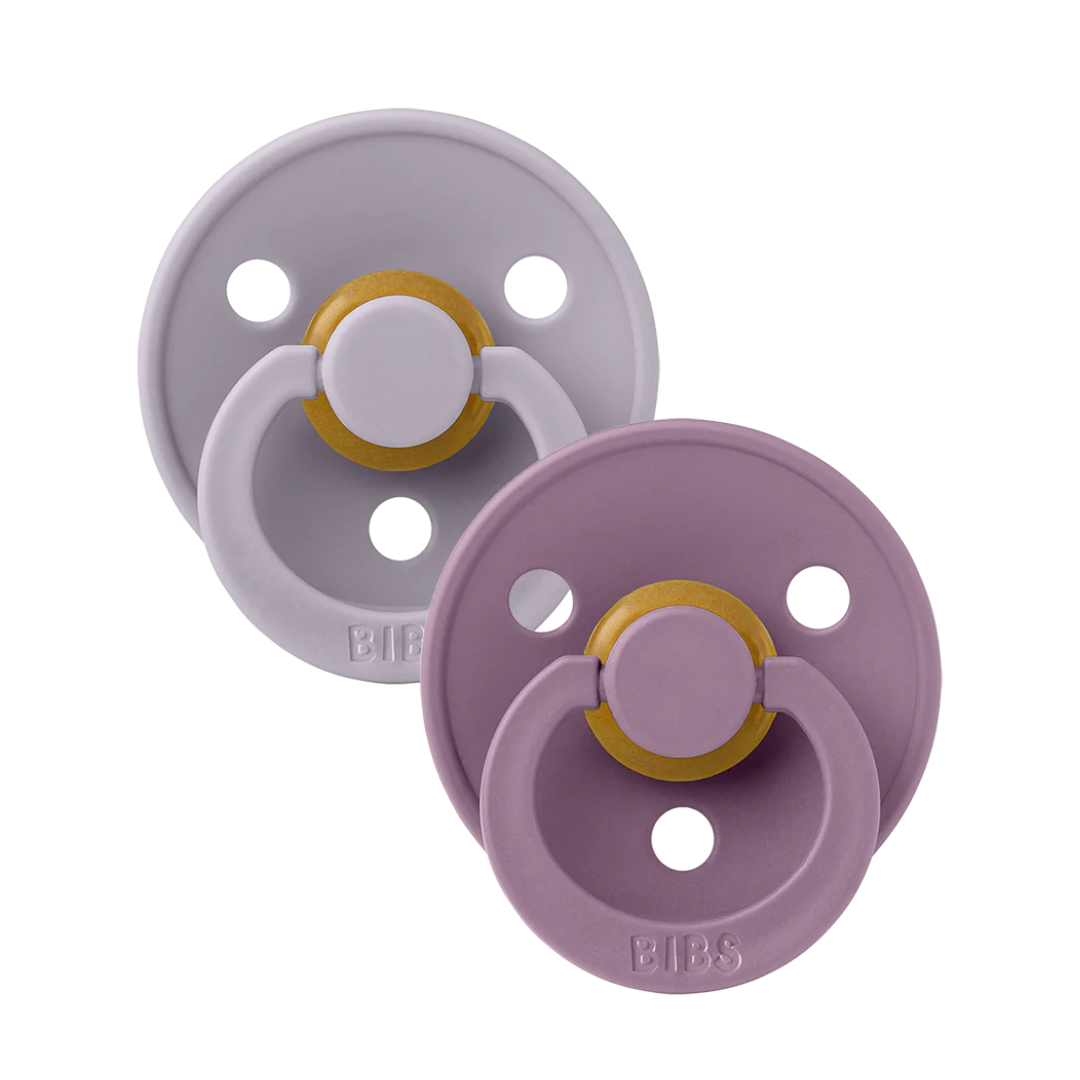 BIBS BIBS Original Natural Rubber Round Pacifier (2 Pack) | Fossil Grey | Mauve