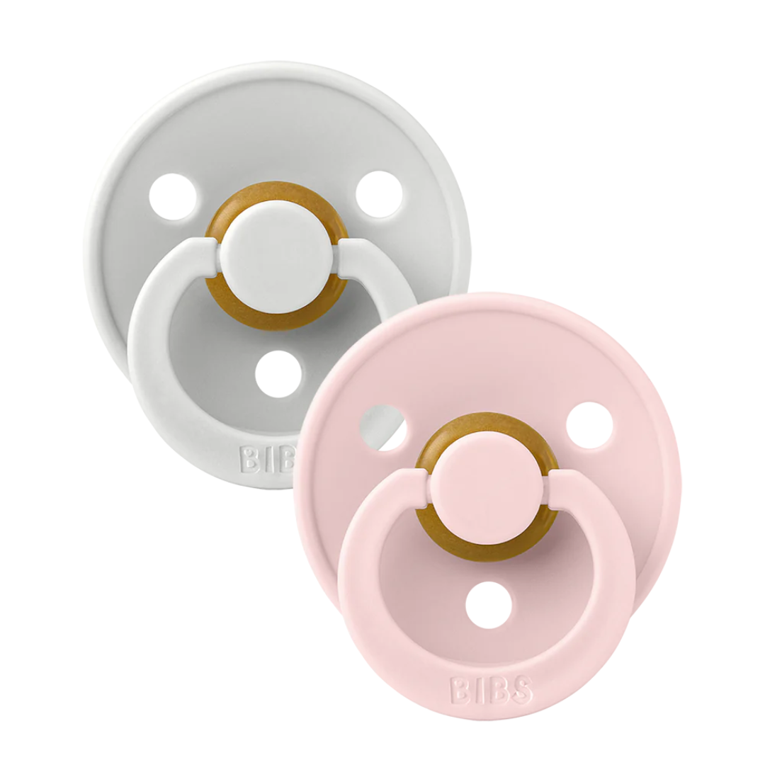 BIBS BIBS Original Natural Rubber Round Pacifier (2 Pack) | Haze | Blossom