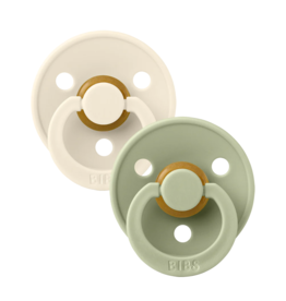 BIBS BIBS Original Natural Rubber Round Pacifier (2 Pack) | Ivory | Sage
