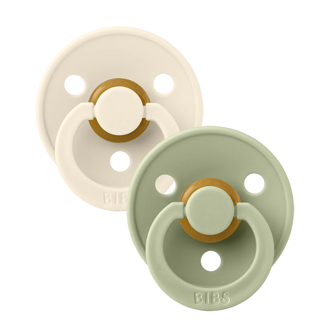 BIBS BIBS Original Natural Rubber Round Pacifier (2 Pack) | Ivory | Sage
