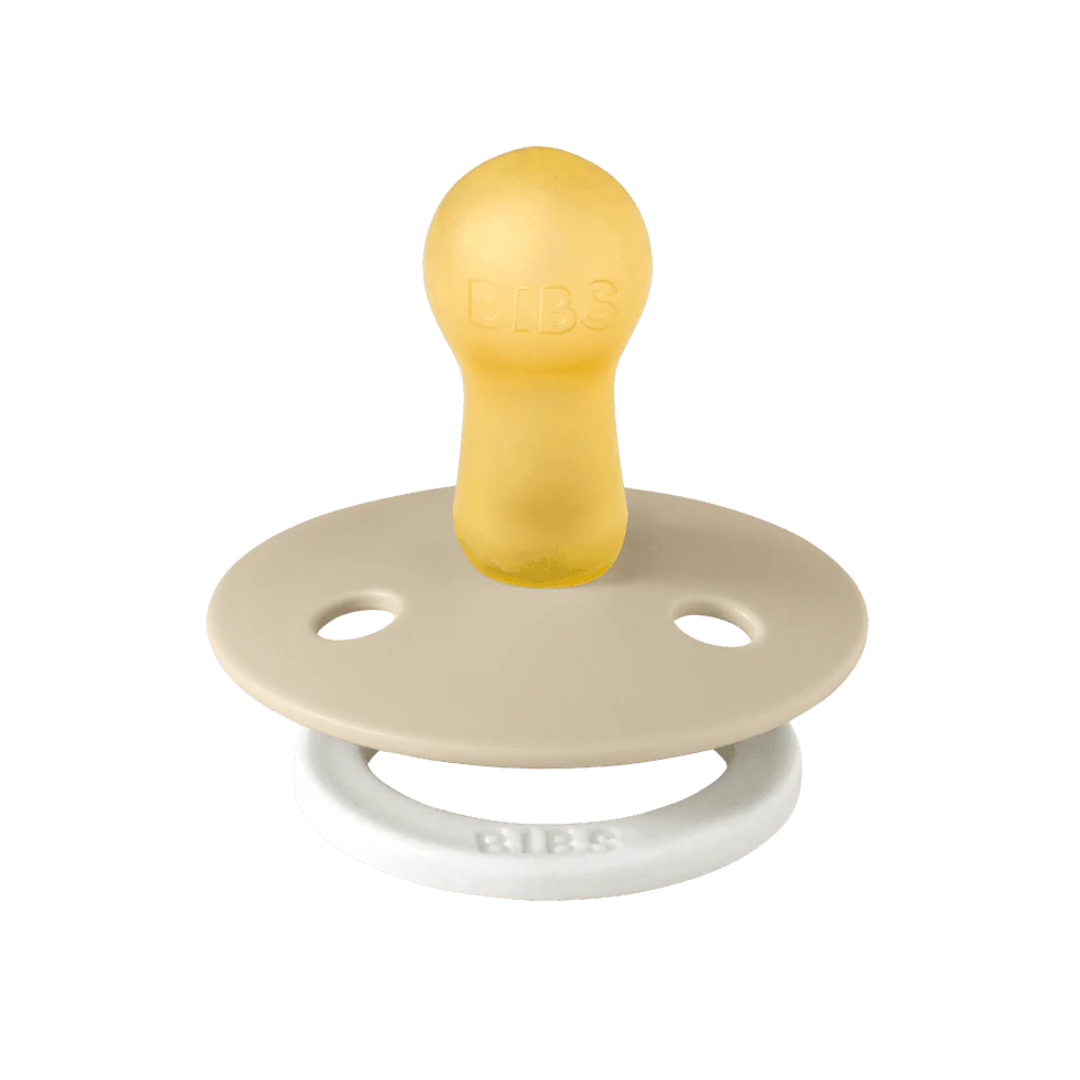 BIBS BIBS GLOW Original Natural Rubber Round Pacifier (2 Pack) | Black | Vanilla
