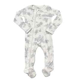 Maison Nola Storyland Toile Bamboo Zipper Footie PJs | Grey (convertible)