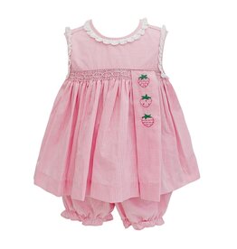Krewe Kids Strawberry Eyelet Smocked Bloomer Set