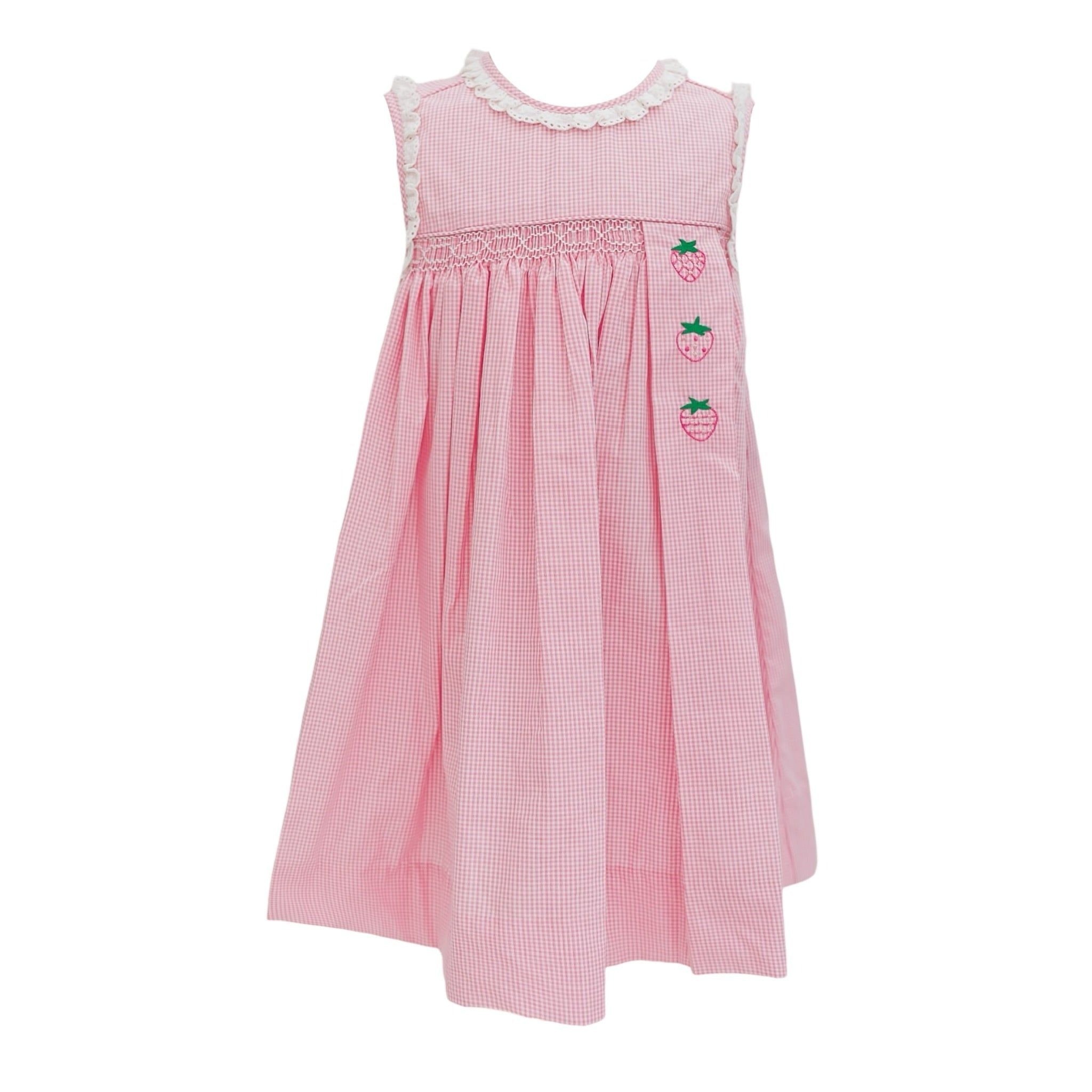 Krewe Kids Strawberry Eyelet Smocked Dress