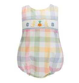 Krewe Kids Smocked Bunny Garden Plaid Bubble