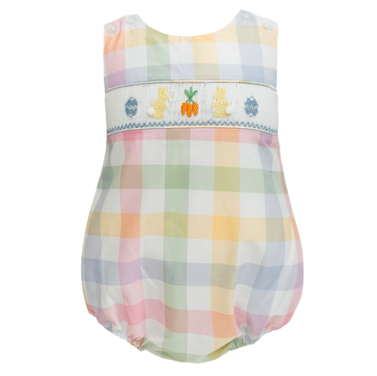 Krewe Kids Smocked Bunny Garden Plaid Bubble