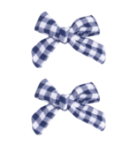 Angel Dear Navy Gingham 2 Pack Hair Bow w/ Clip