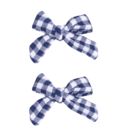 Angel Dear Navy Gingham 2 Pack Hair Bow w/ Clip
