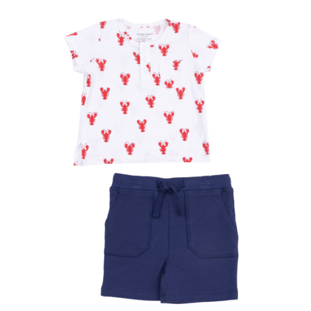 Angel Dear Crawfish Bamboo Pocket Henley & French Terry Short