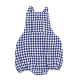 Angel Dear Navy Gingham Pocket Sunsuit