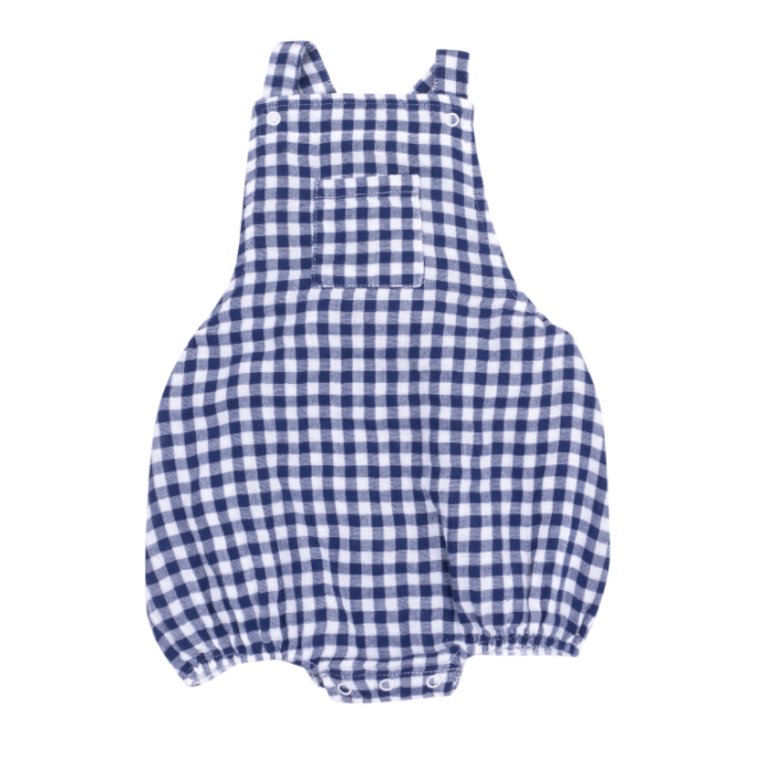 Angel Dear Navy Gingham Pocket Sunsuit