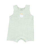 Angel Dear Mini Gingham Sleeveless Shorter Romper w/ Applique