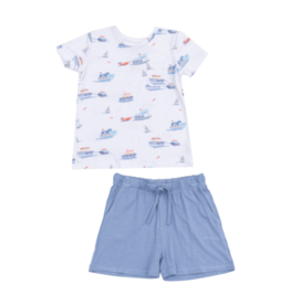 Angel Dear Bubbly Tugboats Crew Neck Tee & Short Set
