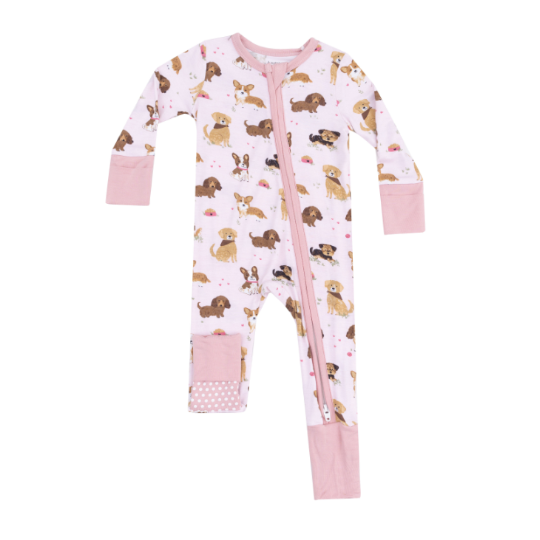 Angel Dear Best Friend Dogs Pink 2 Way Zipper Romper