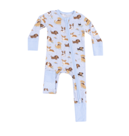 Angel Dear Best Friend Dogs Blue 2 Way Zipper Romper