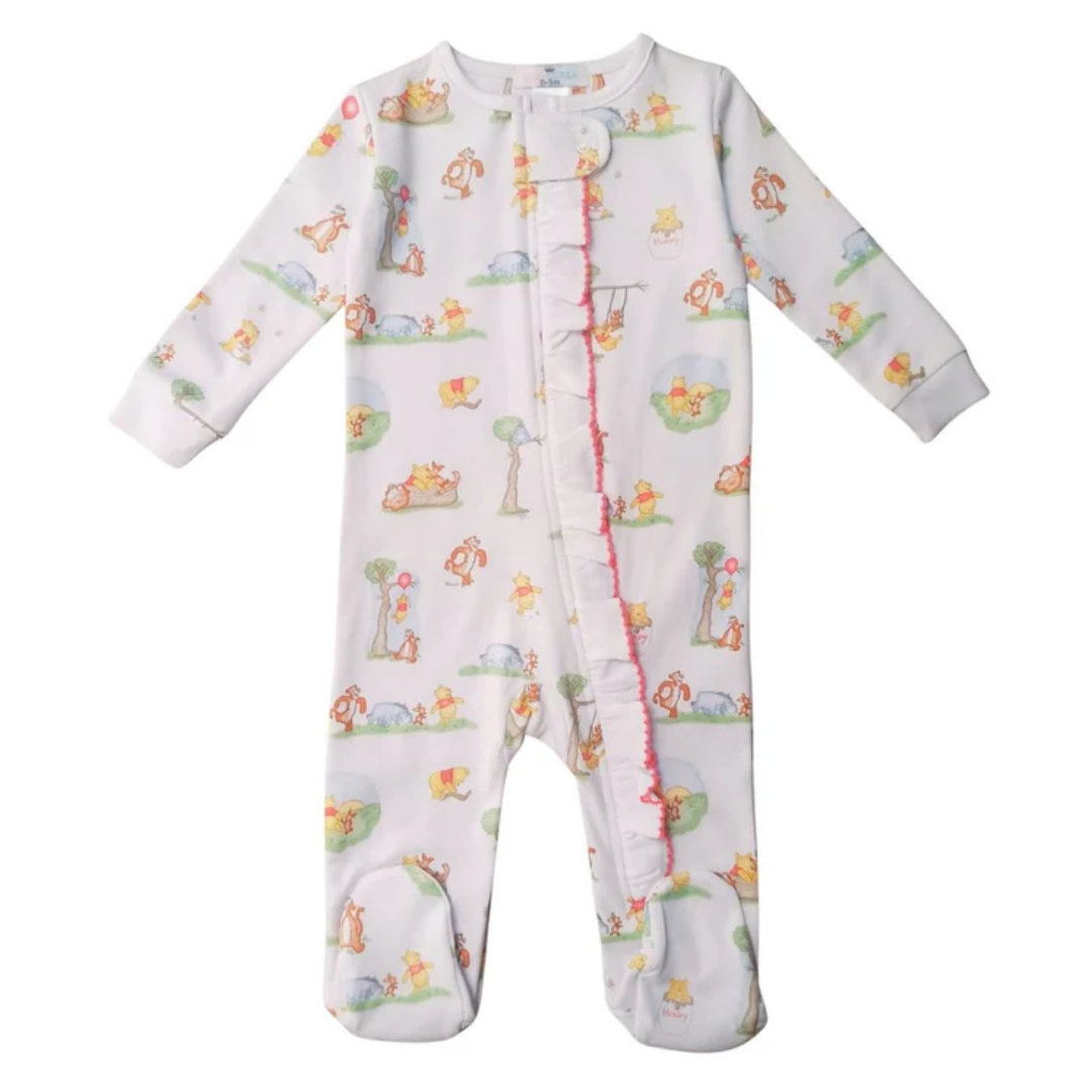 Baby Loren Honey Bear Pima Zipper Footie - Pink