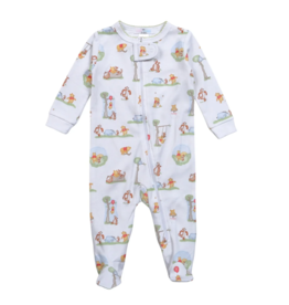 Baby Loren Honey Bear Pima Zipper Footie - Blue