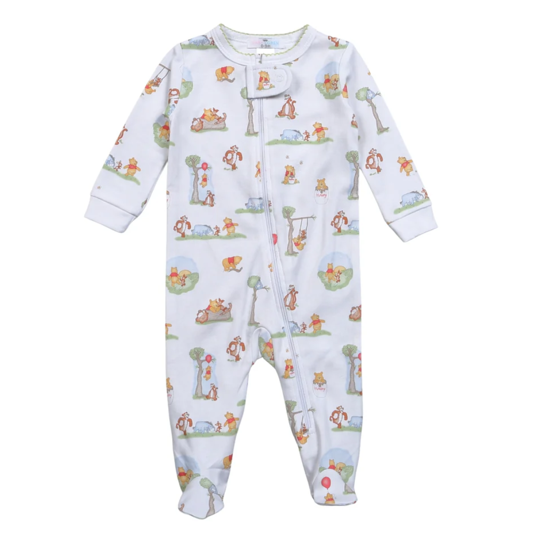 Baby Loren Honey Bear Pima Zipper Footie - Blue