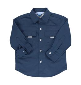 RuffleButts Navy Sun Protective Button Down Shirt