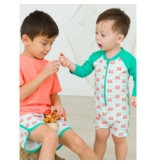 RuffleButts Crabby Cove Long Sleeve One Piece Rash Guard