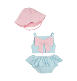 Mud Pie Seersucker Bow 2 Piece Swimsuit & Hat Set