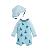 Mud Pie Sailboat Rashguard One-Piece & Hat Set