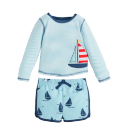 Mud Pie Sailboat Rash Guard & Swim Trunks
