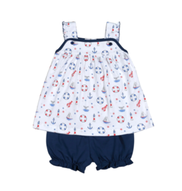 Baby Loren Ahoy Sailor Pima Bloomer Set - Girl
