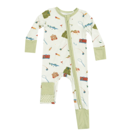 Angel Dear Fishing Things Green 2 Way Zipper Romper
